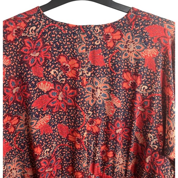 Free People Teegan Floral Print Long Sleeve Wrap Mini Dress Asymmetrical X-Small - Picture 8 of 16